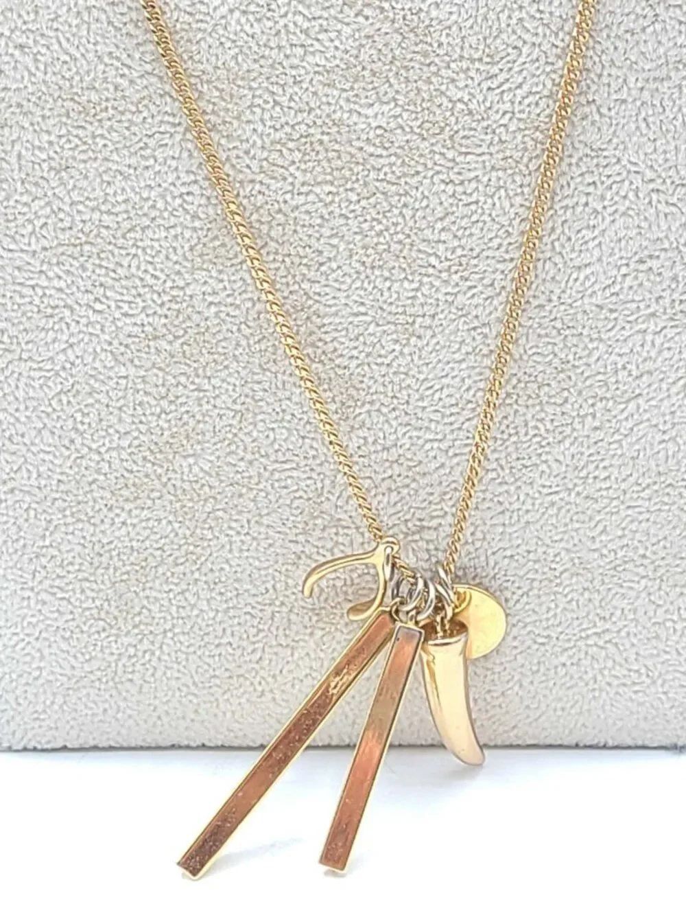 J Crew Gold Tone Charm Necklace Like New - Picture 8 of 11